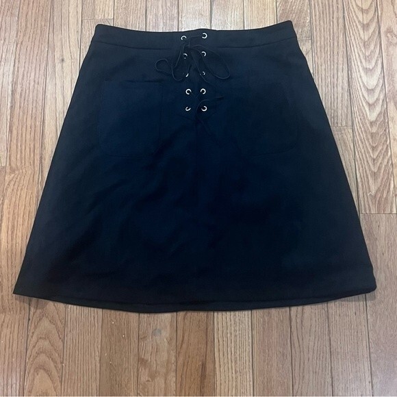 Cato black faux suede festival mini skirt with pockets size 2 NWT - Picture 5 of 10